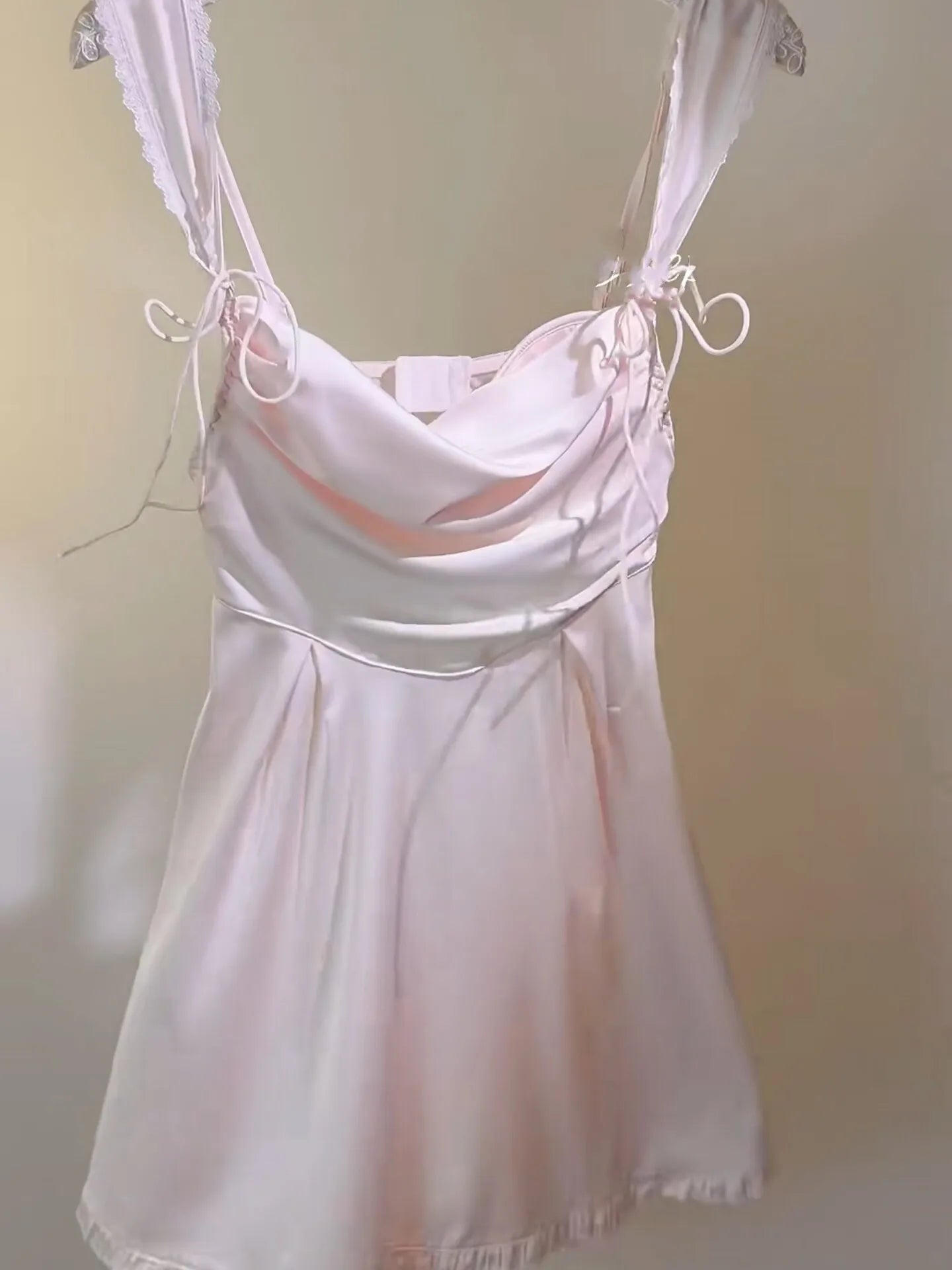 LIZAKOSHT  -  French Nightwear Lace Backless Nightdress Ice Silk Sexy Lingerie Suspender Pajamas Women's Loungewear Nightgowns with Chest Pad