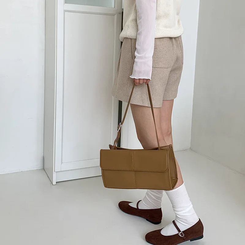 LIZAKOSHT  -  Korean Style Women Shoulder Bag New Retro Commuting Handbag Fashion Highend PU Ribbon Small Square Bag Luxury Brand Designer Bag