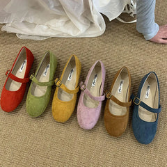 LIZAKOSHT  -  Spring Brand Women Flats Soft Leather Eelgant Dress Shoes Round Toe Shallow Slip On Ladies Casual Ballet Shoes Mule New