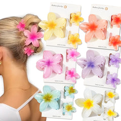 LIZAKOSHT  -  3pcs/set Flower Claw Clip Women Hawaiian Girl Hair Accessories Flower Ponytail Clip Clamp Barrettes Hairpin Summer Beach Jewelry