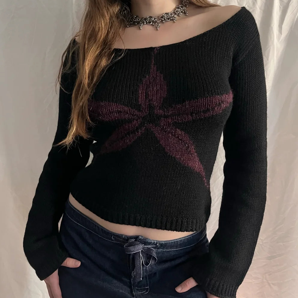 LIZAKOSHT  -  Casual Classic Korean Sweater Knitwear Women's Clothing Y2K Harajuku Vintage Tops Slim Short Tide Chic Pattern emo Slim Knitwear