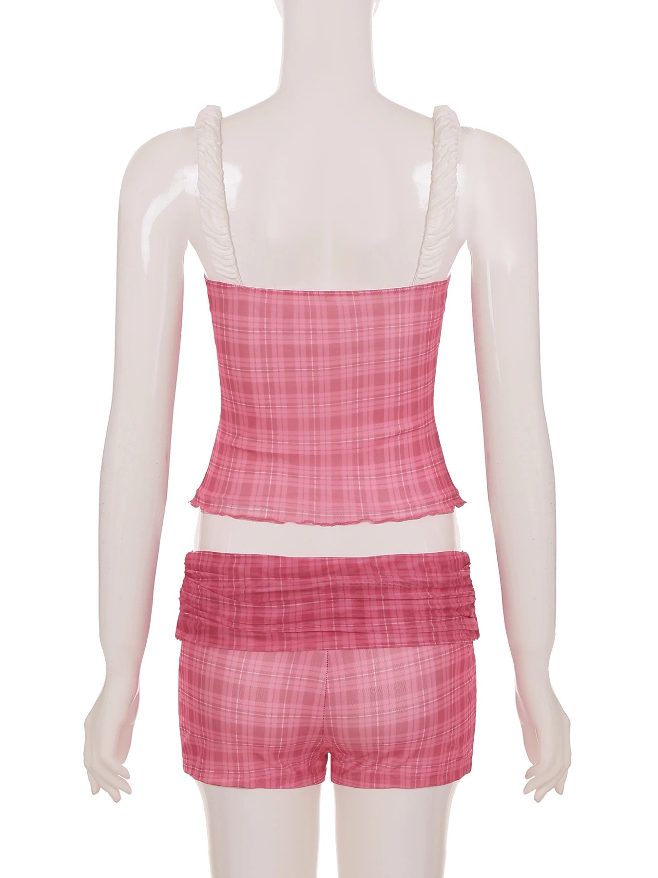 LIZAKOSHT  -  Two-Piece Set Plaid Print Y2K Sexy Camisole and Shorts Outfits for Women Clubwear 90s Fashion Korean Summer Suits
