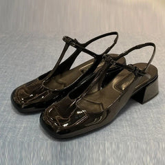 LIZAKOSHT  -  Sandals Women's Fashion Patent Leather Mary Jane Women's Shoes with Shallow Heels