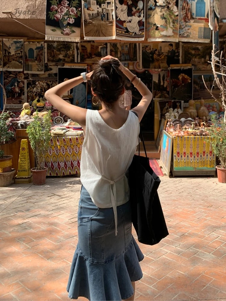 LIZAKOSHT  -  Casual Women Thin Cotton Summer Vest New V-neck Pocket Single Breasted Office Lady Tank Beige Black Fashion Sleeveless Top