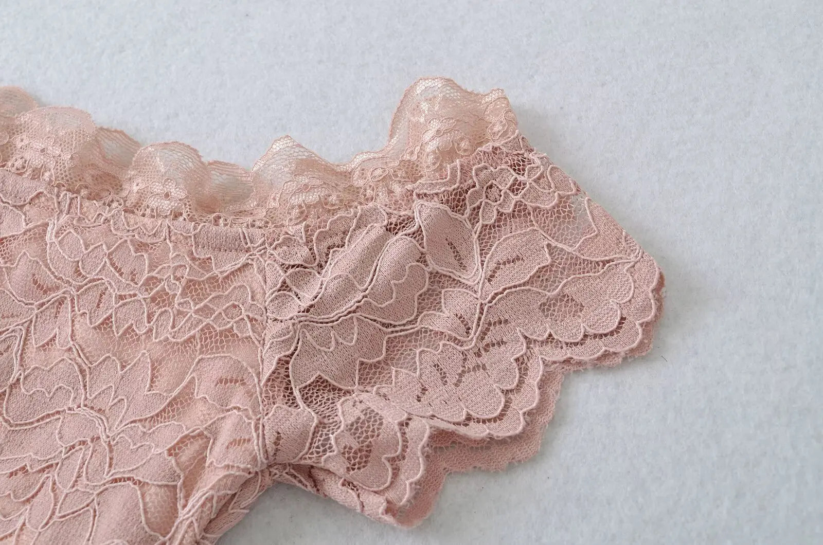 LIZAKOSHT  -  Pure Desire Style Sexy One-word Collar Slim-fit Lace Hollow Waist Hip Skirt Short Sleeve Dress Short Skirt Women's Clothing