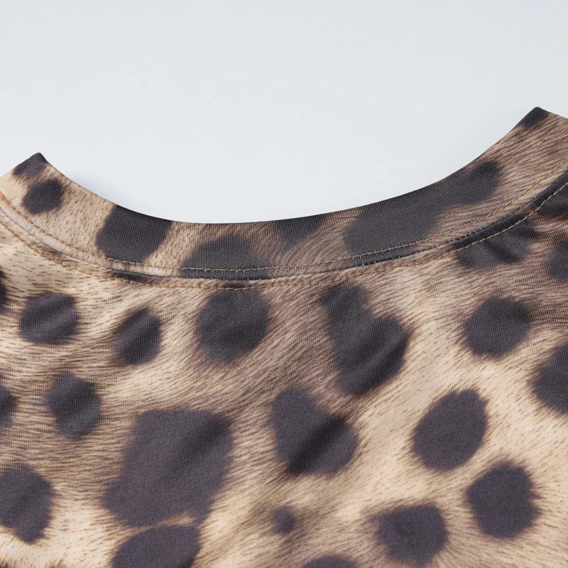 LIZAKOSHT  -  Hot Girls Y2K Irregular Vest Sexy Casual Street Club Crew Neck Sleeveless Leopard Print Skinny Trendy Folds Short Tank Tops