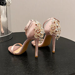 LIZAKOSHT  -  New Summer Sexy Sandals Women Street Style Open Toe Party Dress Shoe Elegant Fashion Design Rhinestone Thin High Heels