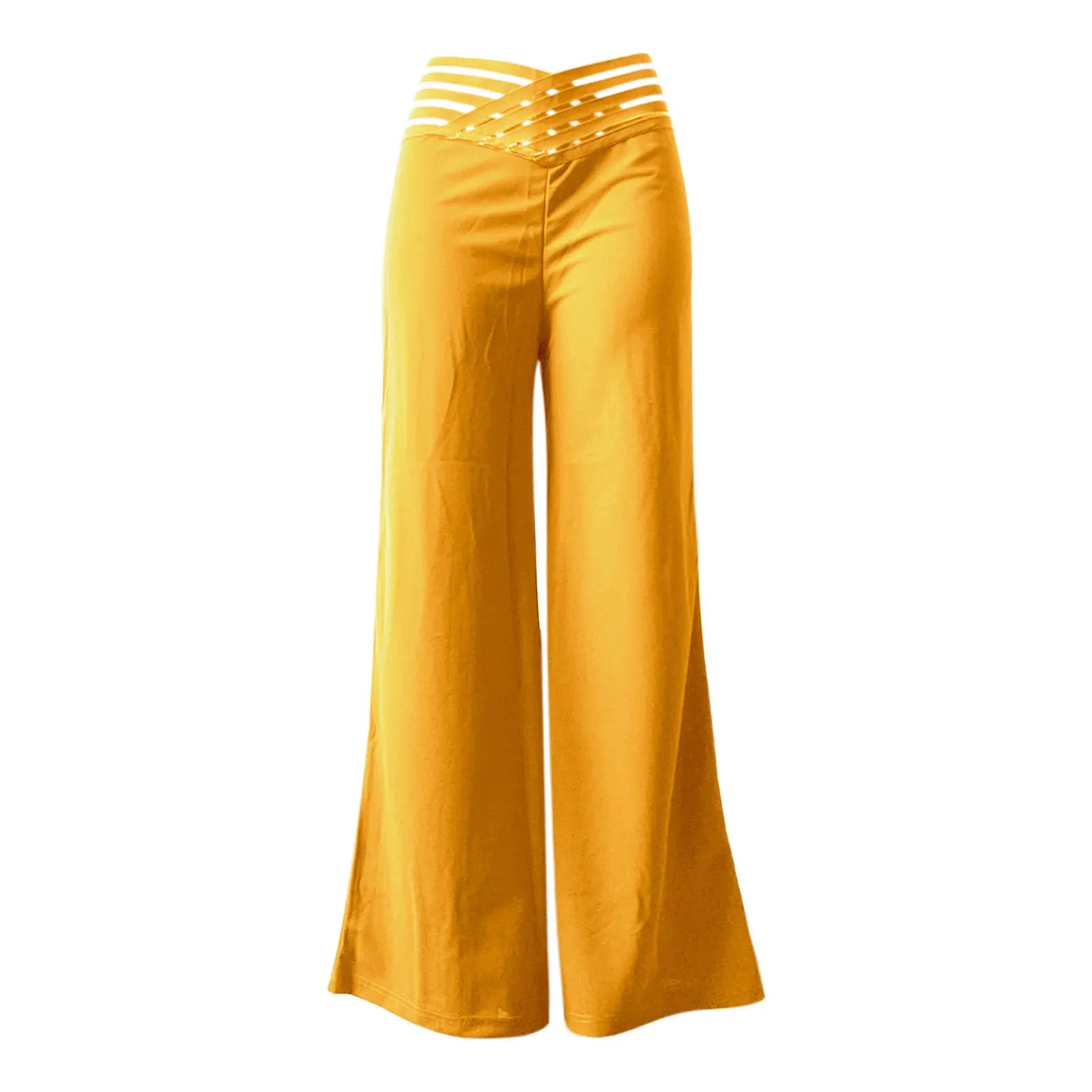LIZAKOSHT  -  Pants Women's Cutout Cross-over Belted Elegant Commuter Slightly Flared High-waisted Wide-leg New Casual Trendy Niche Versatile