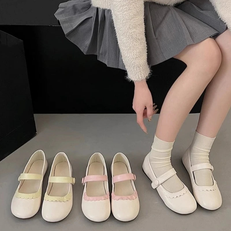 LIZAKOSHT  -  Kawaii Lolita Flats Shoes Mary Jane Women's Cute Japanese Cute Sweet Girls Student Round Head Jk Uniform Shoes