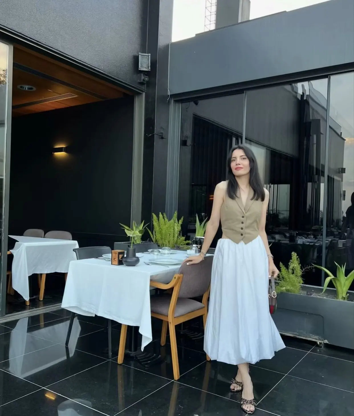 LIZAKOSHT  -  Women Skirt Suits Solid Turn-down Collar Sleeveless Single Breasted Vest Waistcoats + Female Skirt 2 Piece Suits Sets