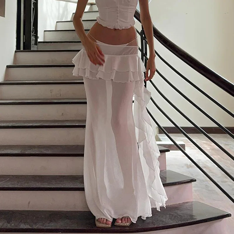 LIZAKOSHT  -  Summer Perspective Sexy Lotus Leaf Edge Splicing Long Dress