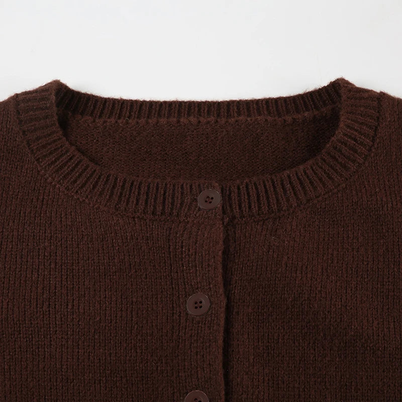 LIZAKOSHT  -  Sweater Cardigan Women Single Breasted Long Sleeve Elegant Vintage Jumper Solid Wool Knitted Autumn Winter Outwear Back