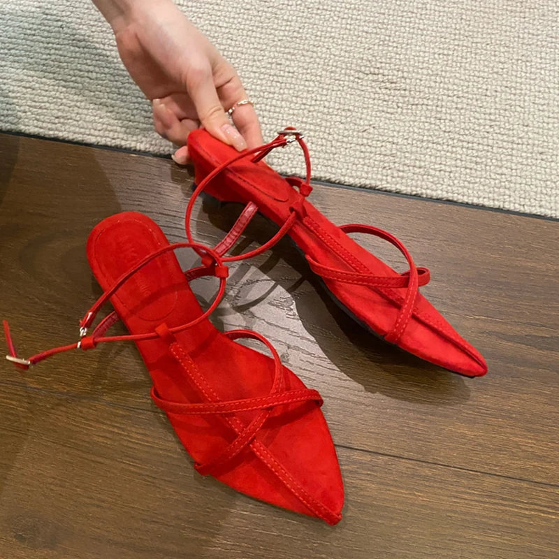 LIZAKOSHT  -  New Summer Fashion Women Narrow Band Sandals Ladies Casual Beach Party Dress Gladiator Sandalias