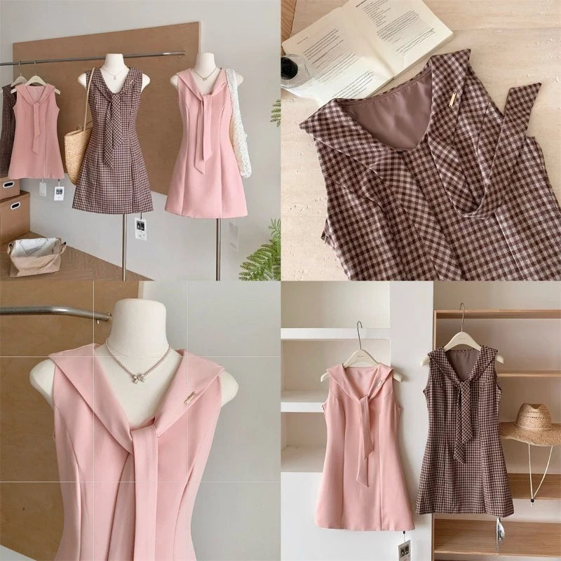 LIZAKOSHT  -  2000s Harajuku Kawaii Lolita Dress Y2k Japanese Sweet Sleeveless Short Party Dress French Elegant Vintage One Piece Dress Korean