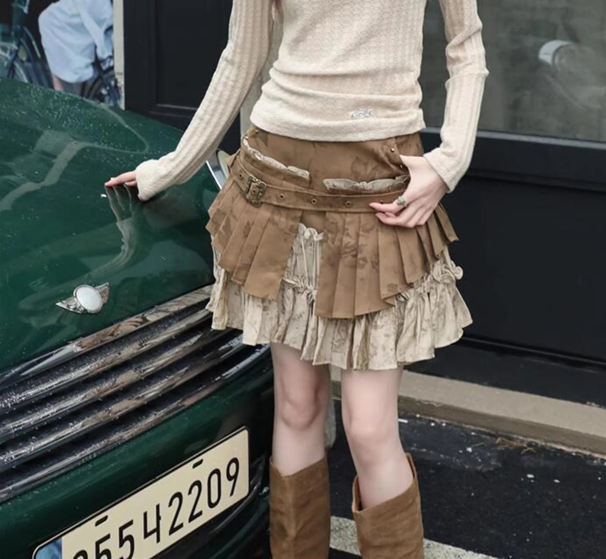 LIZAKOSHT  -  Skirt Patchwork Summer Women Vintage Dark Academia Design Mini Pleated Skirt Harajuku 2000s Aesthetic Y2k Cyber Wasteland Style