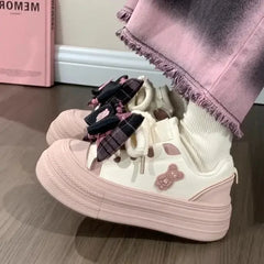 LIZAKOSHT  -  Bow Tie Womens Sports Shoes Sweet Kawaii Korean Style Women Sneakers Autumn Niche Mixed Color Casual Women Shoes