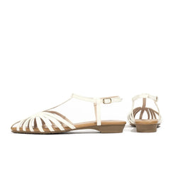 LIZAKOSHT  -  Big Size 43 Summer White  T-strap Sandals Women Leisure Low Heels Comfy Walking Gladiator Sandals Shoes Women