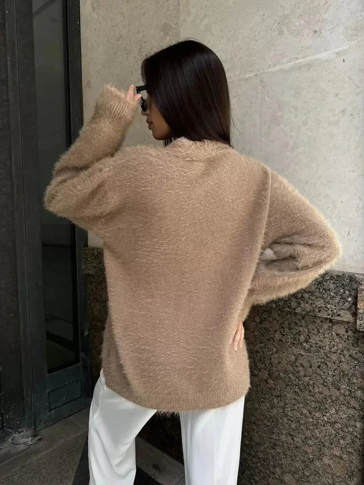 LIZAKOSHT  -  Knit Cardigan Sweater for Women Fashion Casual Single-breasted Long Sleeve Top 2025 Autumn Winter Women's Sweater Korean Style