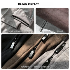 LIZAKOSHT  -  Zip Up Solid Drawstring Hoodie Sweatshirts Double Zip Women Autumn Pockets Oversized Outerwear Sporty Korean Sweatshirts Coat