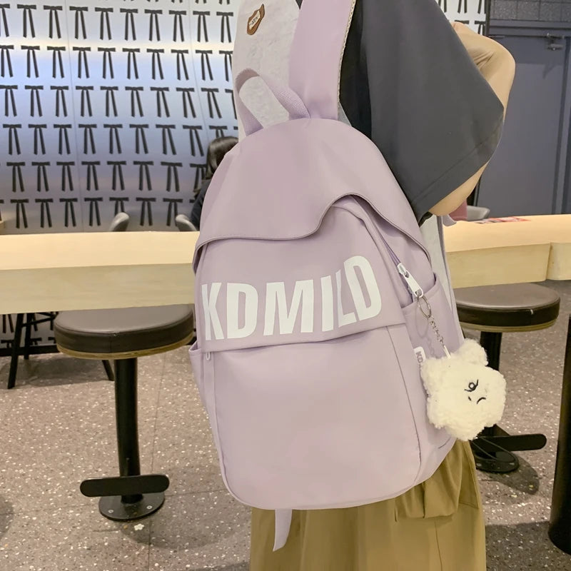 LIZAKOSHT  -  New Nylon Women Backpack Fashion Letter Waterproof Laptop Backpack Cute Girls Boys Schoolbag For Female Students Travel Book Bag