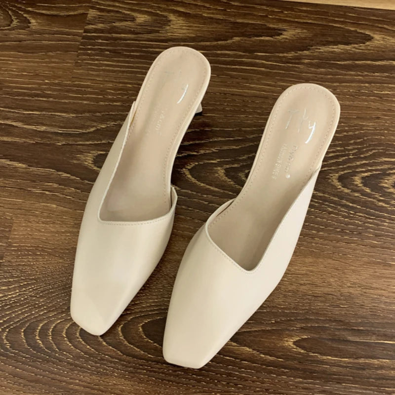 LIZAKOSHT  -  Elegant Square Heel Designer Slippers Women Comfortable Square Toe Slide Sandals Fashion Party Backless Dress Shoes for Ladies
