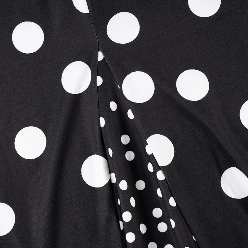 LIZAKOSHT  -  Contrasting Polka Dot Patchwork Elegant A-Line Knit Skirt Summer Vacation Beach Low-Rise Skirt Streetwear Women Clothes