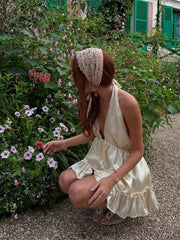 LIZAKOSHT  -  Sexy Deep V-neck Backless Champagne Party Club Dresses Women Halter Bandage Sleeveless Tunics Buttons Short Evening Dress