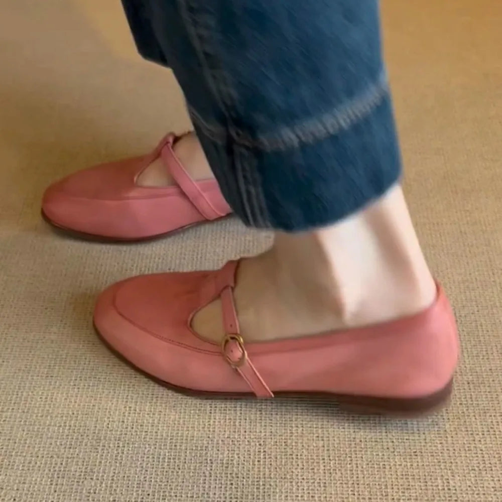 LIZAKOSHT  -  Ladies Flat Shoes Square Toe British Style Small Leather Shoes Women New Silver Single  Fashionable Mary Jane Shoes