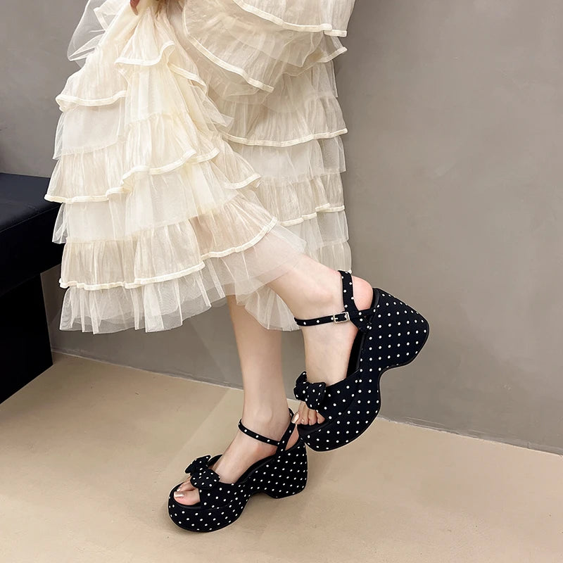 LIZAKOSHT  -  New Summer Women Floral Platform Thick Bottom Sandals Fashion Open Toe Party Dress Shoes Street Style Wedges Heels Sandalias