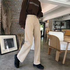 LIZAKOSHT -  Spring High Waist Corduroy Pants New Women Winter Wide Leg Trousers Casual Harajuku Long Pants Loose Trousers Streetwear