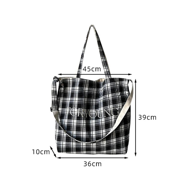 LIZAKOSHT  -  Women's Checkered Shoulder Bag Student Plaid Crossbody Bags Versatile Large Capacity Handbag