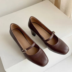 LIZAKOSHT  -  Fashion Pumps New High Quality True Leather Round Head Shallow Mouth High Heel Leather Shoes Modern Women's Shoes