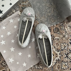 LIZAKOSHT  -   Star Embroidered Ballet Shoes for Women New Casual Sports Bow Shallow Single Shoes Women Bow Ballet Flats Soft Cotton Shoes