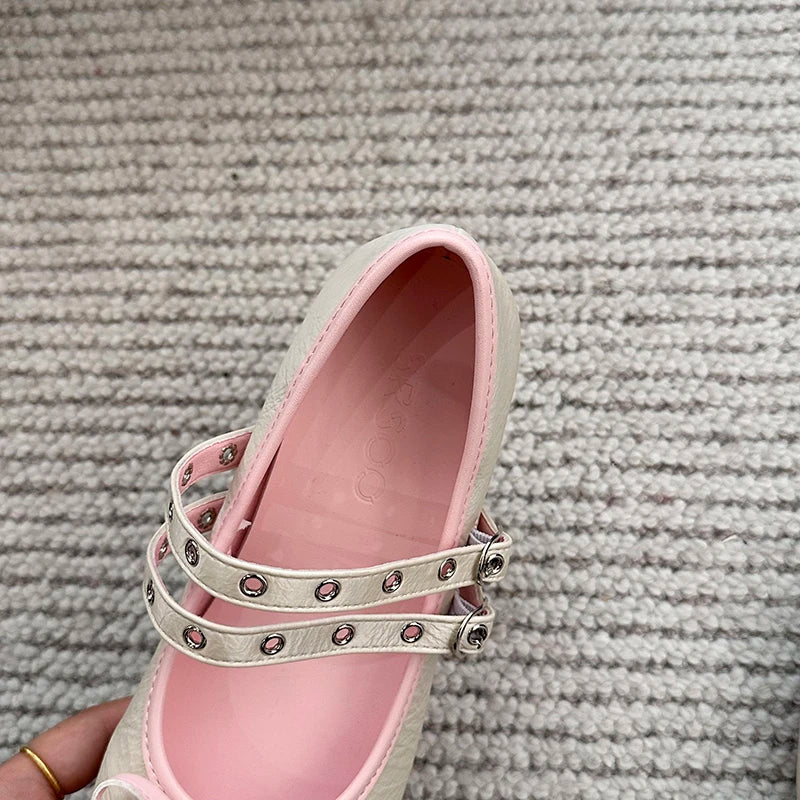 LIZAKOSHT  -  Lolita Style Sweet Low Heel Women Mary Jane Shoes Designer Buckle Strap Pumps Ladies Eelgant Floral Print Dress Leather Shoes