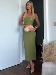 LIZAKOSHT  -  Fashion Slip Long Dress For Women Strapless Sleeveless Waist Cinching A-line Robe 2025 Summer Elegant Lady Evening Party Dresses