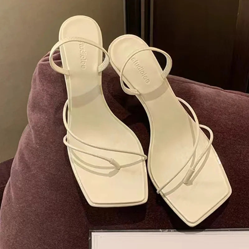 LIZAKOSHT  -  sexy ladies summer shoes narrow band high heels sandals women brand designer clip toe gladaitor sandalias mujer party slides