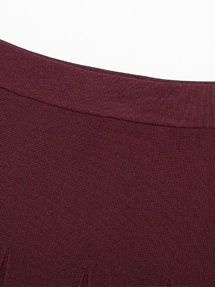 LIZAKOSHT  -  Gold Single Breasted Sweater Knitted Shirt Top Short Skirt Set Women Lapel Double Pockets Knitwear Slim Fit Coat Pleated Skirts