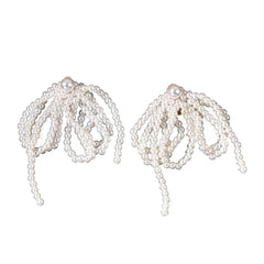 Lizakosht Korean Pearl Knot Big Earrings New Jewelry Statement Clip Earrings Long Design