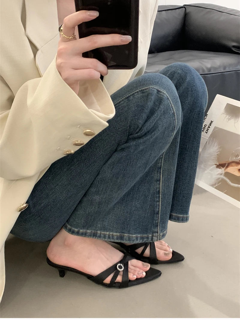 LIZAKOSHT  -  Summer Women's Fashion Low Heel Slippers Elegant Crystal Open Toe Slides Design Style Banquet Party Sandals Shoes