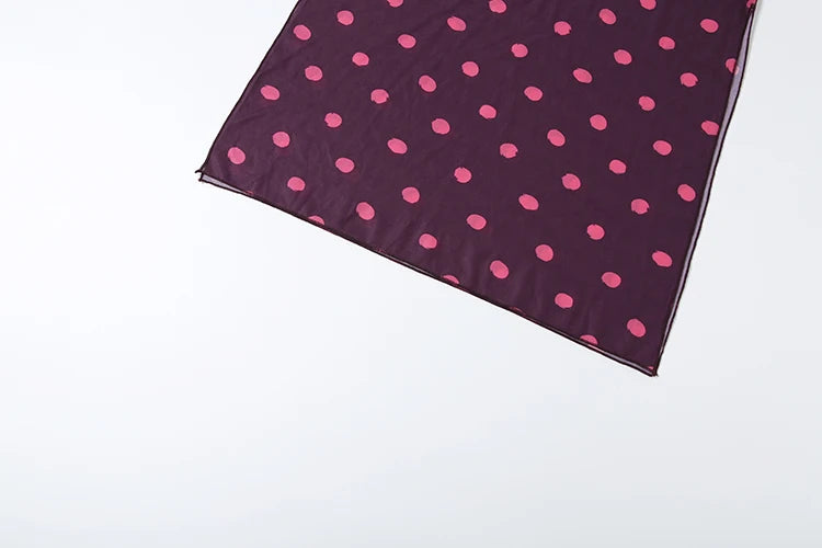 LIZAKOSHT  -  Polka Dot Print 2-Piece Set Hakter Bandage Backless v-Neck Vest+Folds Elastic Waist Skirt Vacation Elegant Suits