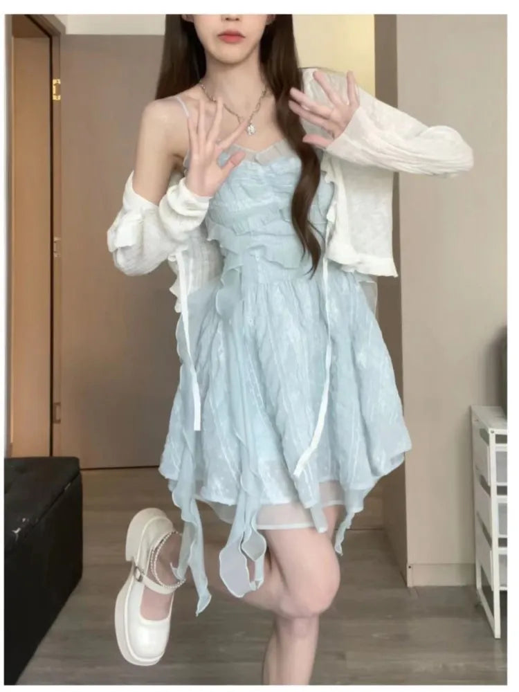 LIZAKOSHT  -  Summer Lace Chiffon Short Puff Sleeve Square Collar Party Elegant Dresses For Women Sweet Slim Princess Dress Prom Dress