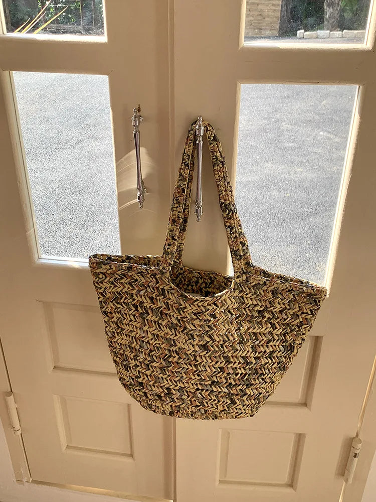 LIZAKOSHT  -  Fashion Summer Handmade Straw Shoulder Bag Large Capacity Woven Tote Beach Bags For Women