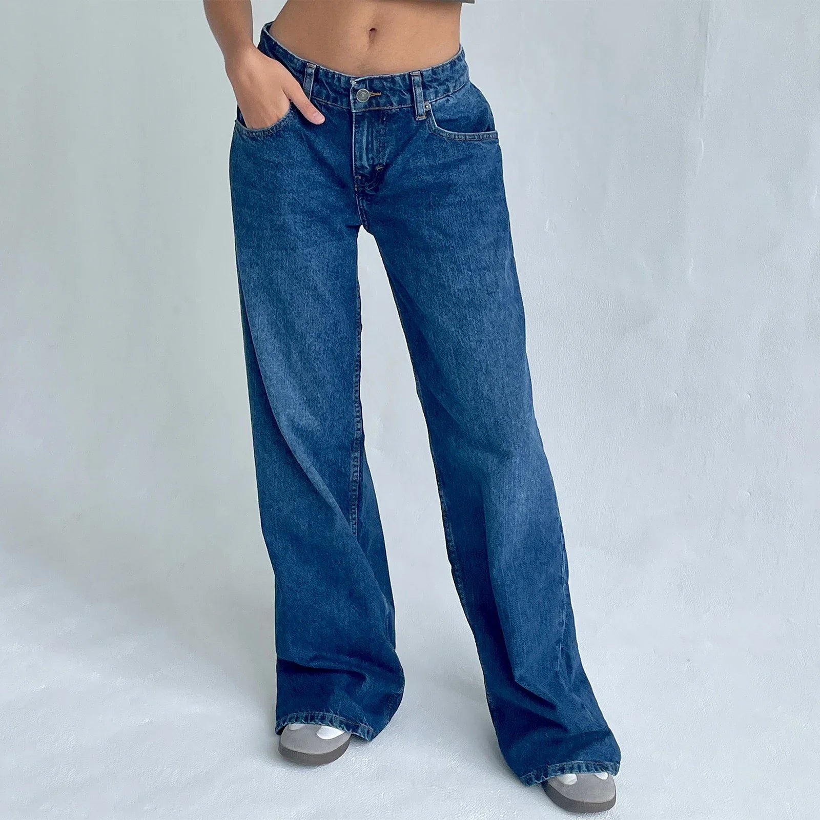 LIZAKOSHT  -  Women Y2K Wide Leg Denim Pants Baggy Low Waist Boyfriend Jeans Casual Vintage Loose Fit Jeans Trousers Cyber Grunge Streetwear