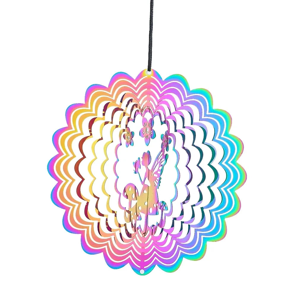 Gradient Color Wind Spinner Catcher Stainless Steel 3D Flowing Light Effect Wind Chimes Parts Outdoor Garden Yard Hanging Decor