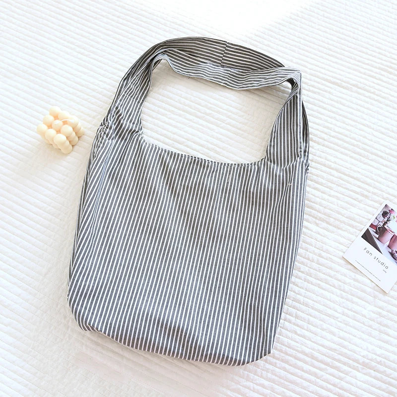 LIZAKOSHT  -  Vinatge Retro Cotton Shoulder Bags Striped Plaid Colorful Environmental Shopping Bag Tote Package Casual Handbag For Women