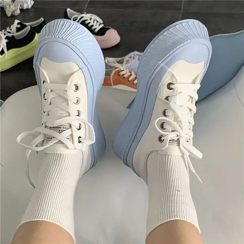 LIZAKOSHT -  Ladies Shoes Lace Up White Women Footwear High on Platform Offer New In Free Shipping Urban Cotton Arrival Light Quality 39