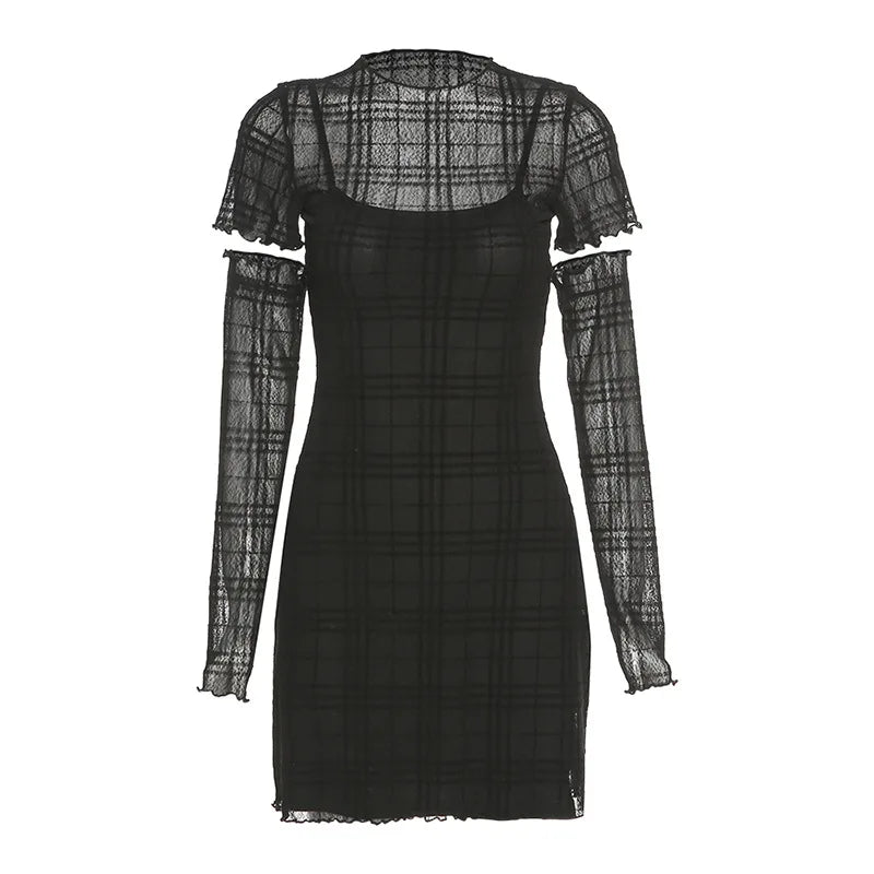 LIZAKOSHT  -  New Women's Slim Fit High Waist Hip Hugging Fashionable Plaid Three Piece Dress Set