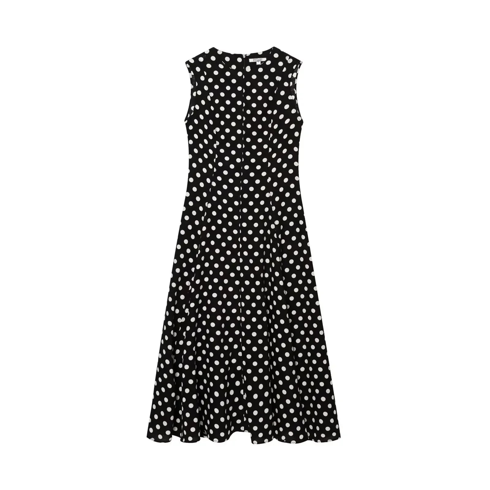 LIZAKOSHT  -  Polka Dot Printed Long Dress Women Summer O Neck Sleeveless Black Dress Elegant Maxi A-line New in Vestidos Spring Dress