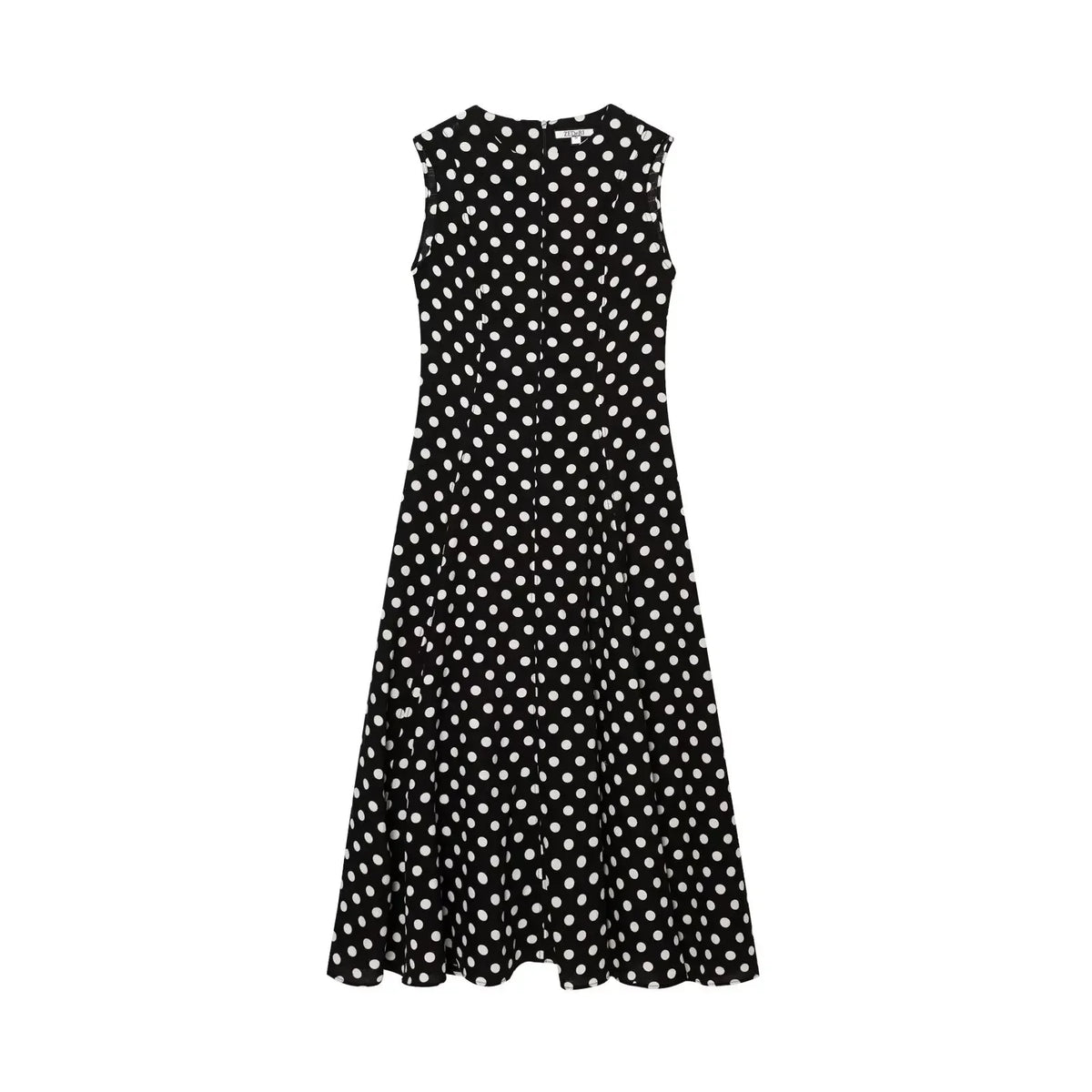 LIZAKOSHT  -  Polka Dot Printed Long Dress Women Summer O Neck Sleeveless Black Dress Elegant Maxi A-line New in Vestidos Spring Dress