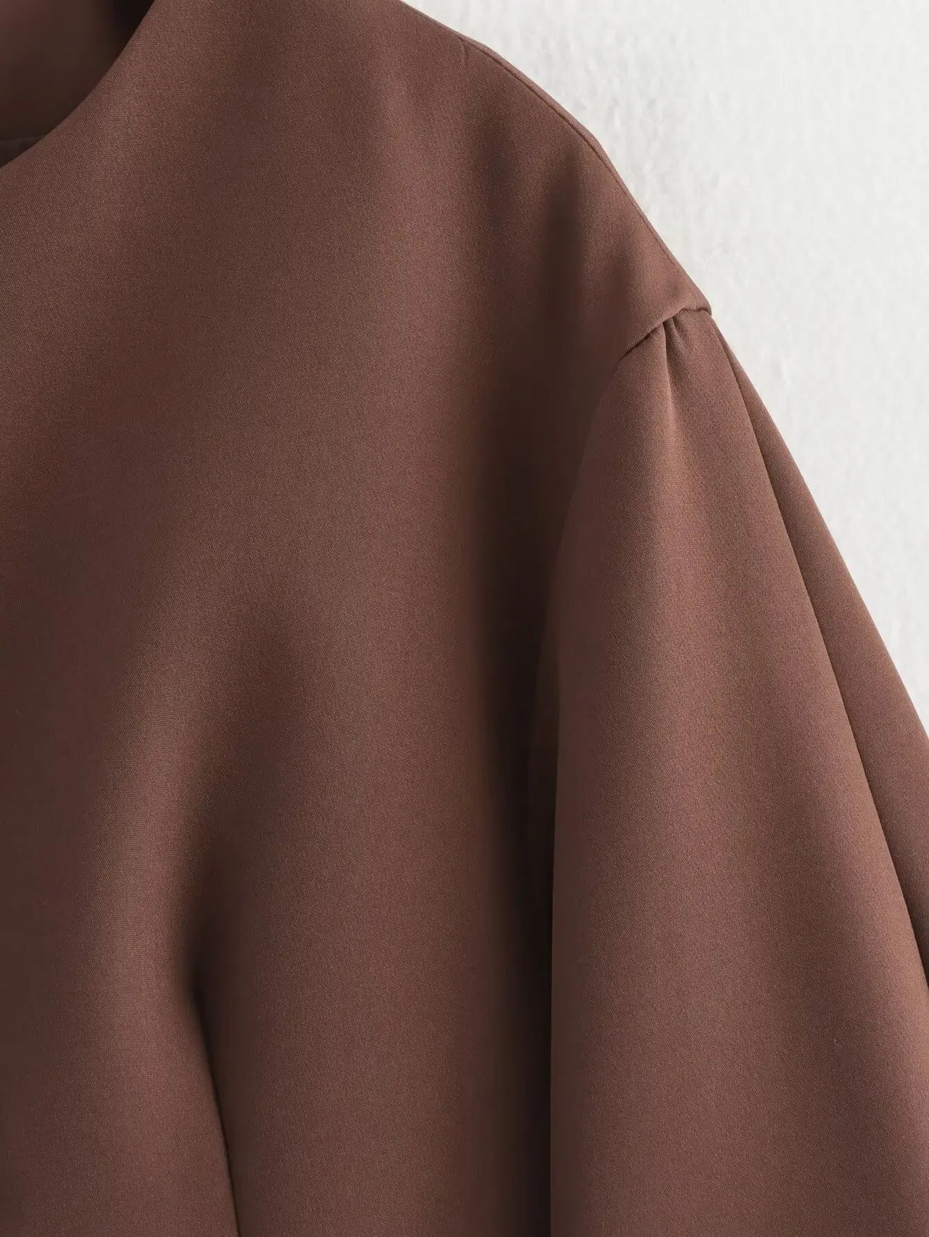 LIZAKOSHT  -  Fashion Balloon Version Women Coat 2025 Spring O-Neck Chic Single-breasted Jacket Outerwear Lady Long Sleeve Brown Coats